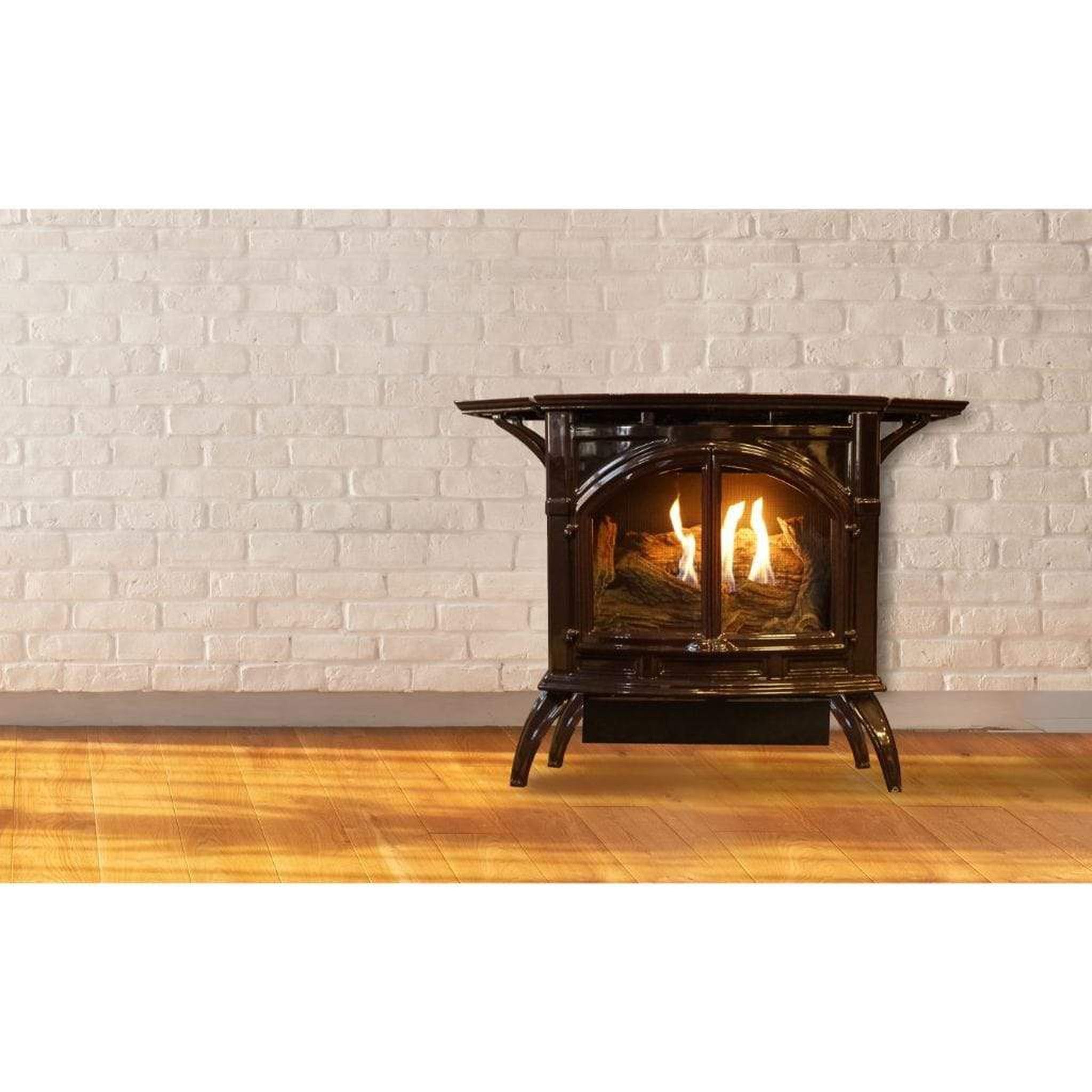 Empire Spirit 28" 25,000 BTU Vent-Free Cast Iron Stove Millivolt Natural Gas Porcelain Black Finish Contour Burner On/Off Switch VFD30CC30BN