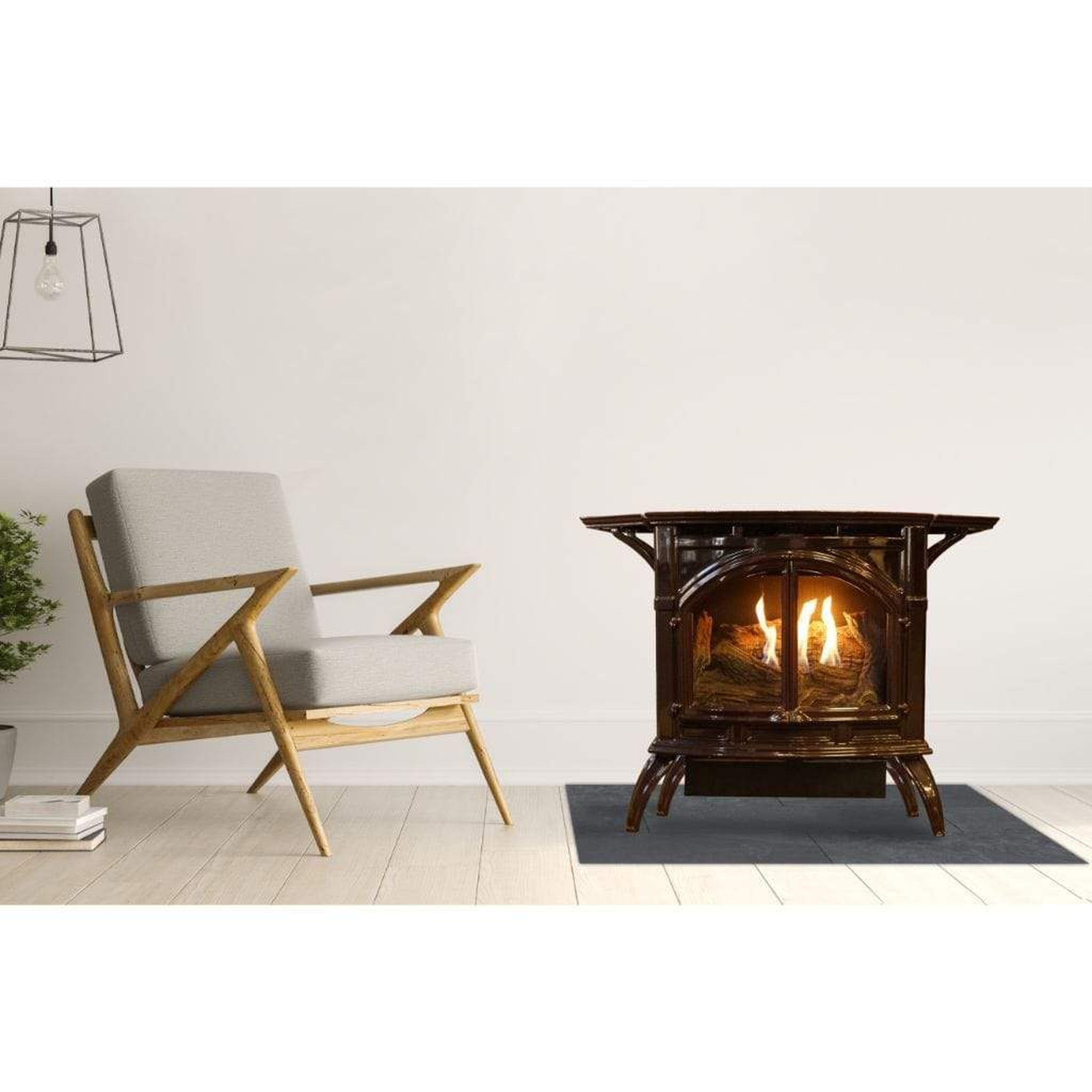 Empire Spirit 28" 25,000 BTU Vent-Free Cast Iron Stove Millivolt Natural Gas Porcelain Black Finish Contour Burner On/Off Switch VFD30CC30BN