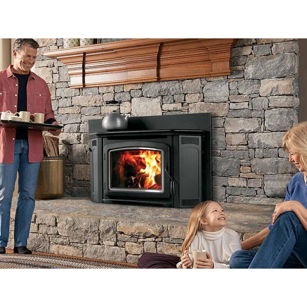 IronStrike Montlake 300 Wood Burning Fireplace Insert with Thermal Fin Technology & Variable Speed Blower Black ML300GL