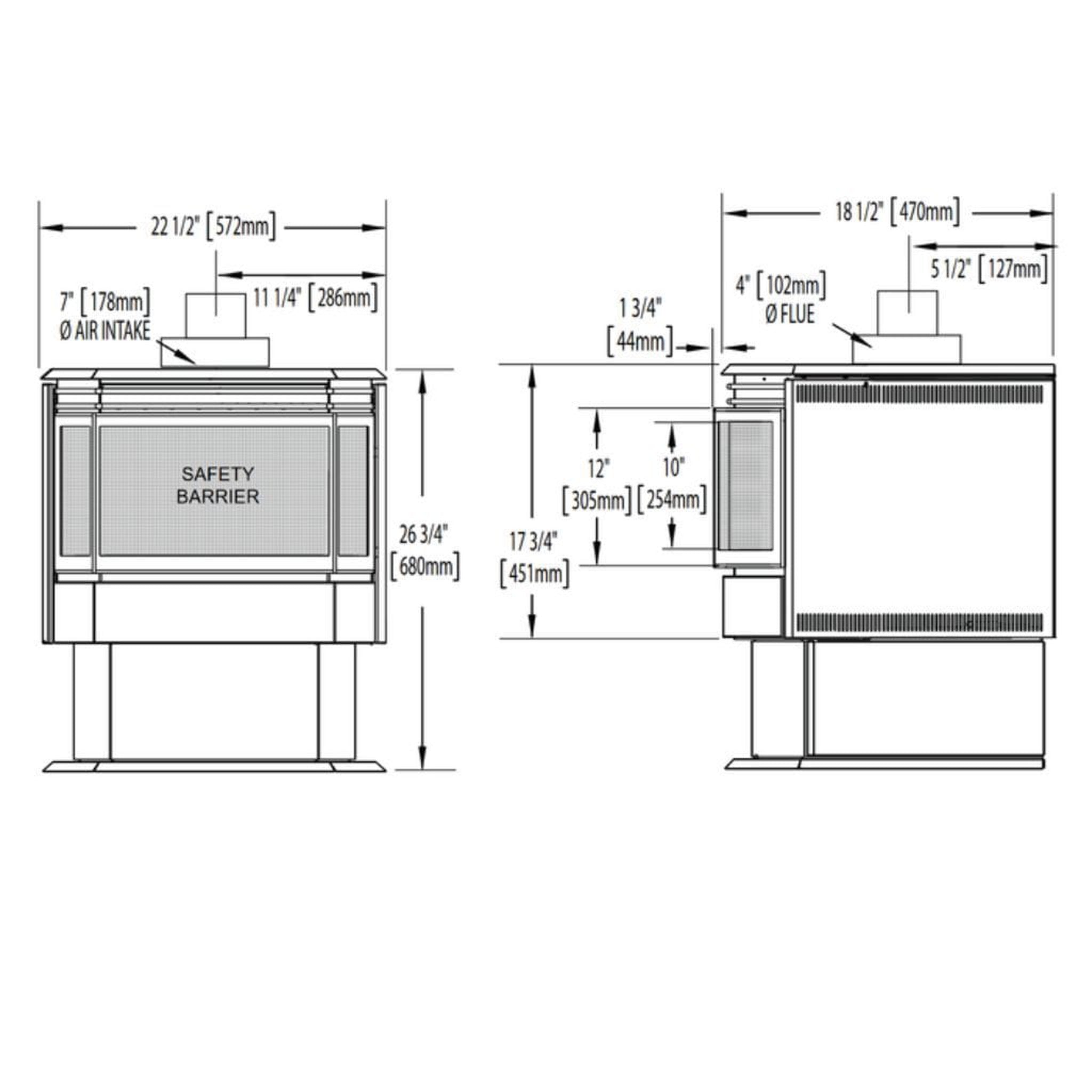 Napoleon Haliburton 23" Black Direct Vent Gas Stove With Electronic Ignition