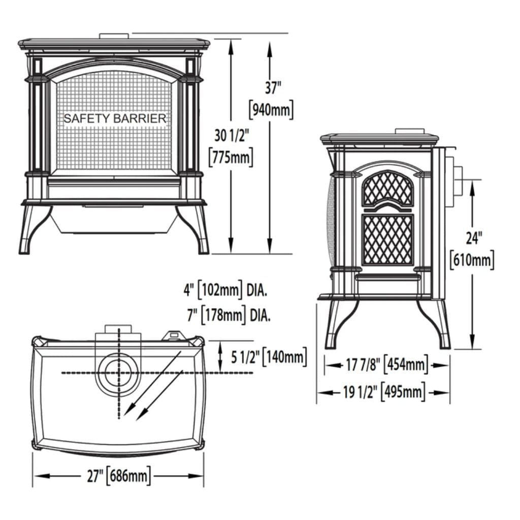 Napoleon Knightsbridge 27" Metallic Black Direct Vent Cast Iron Gas Stove