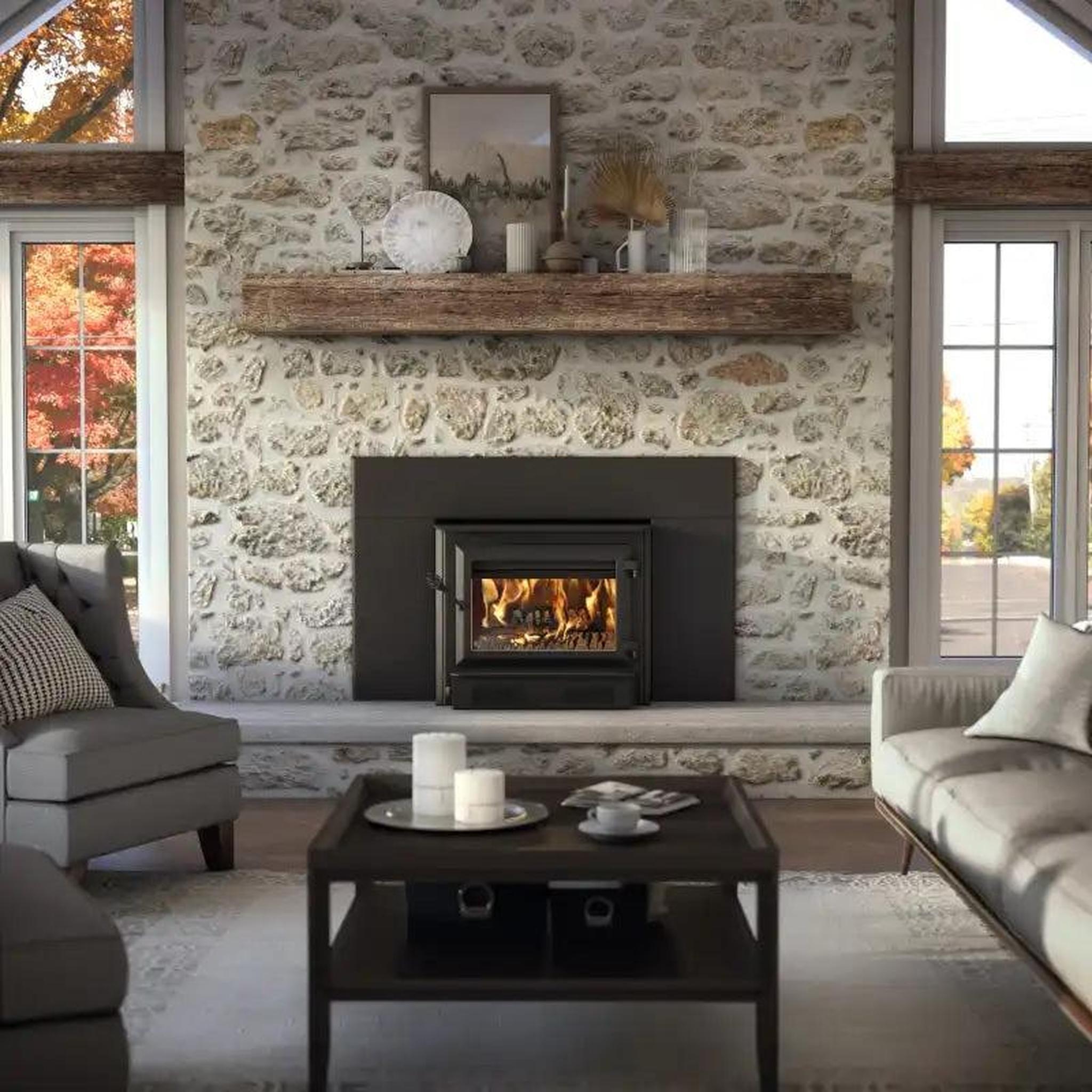 Ventis HEI350 30" Black Direct Vent Extra Large Wood Burning Fireplace Insert, EPA2020 Certified