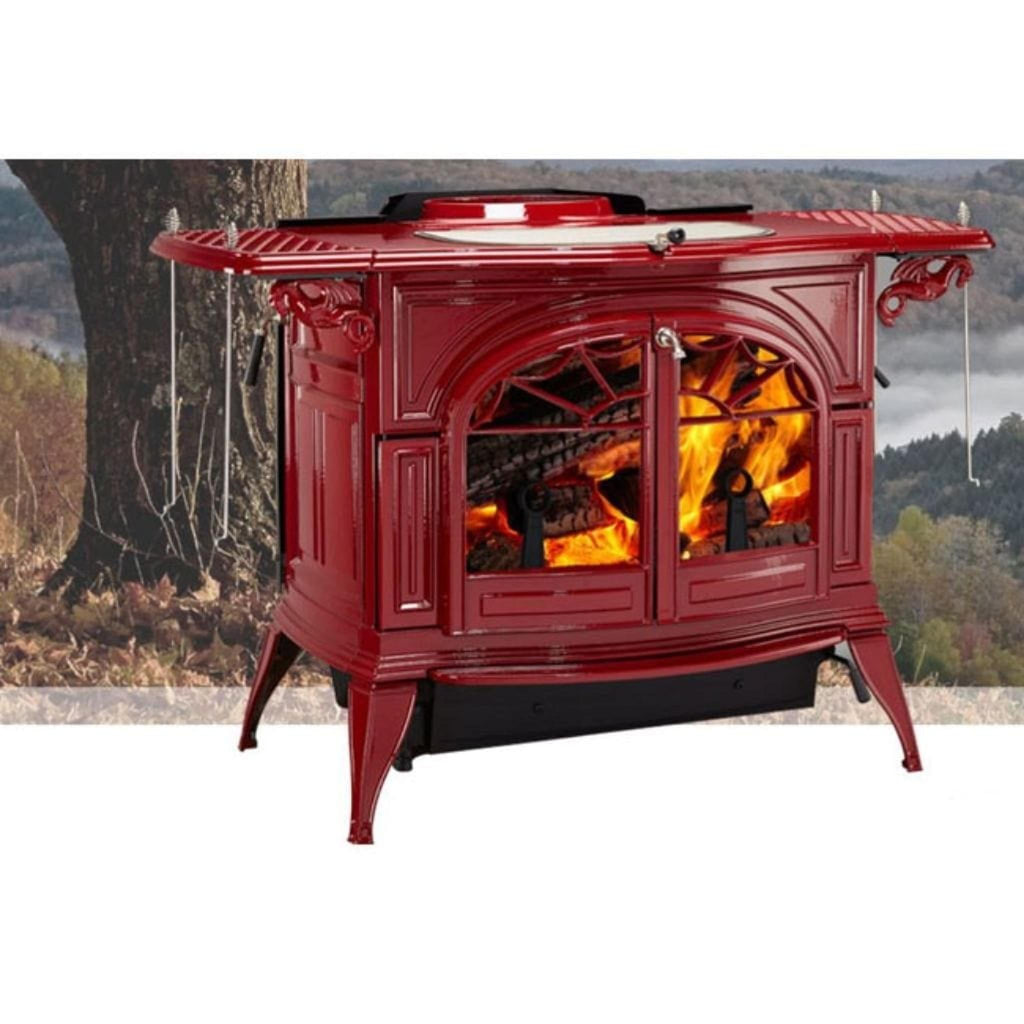 Vermont Castings Defiant 32" Bordeaux Wood Burning Stove With Traditional Doors