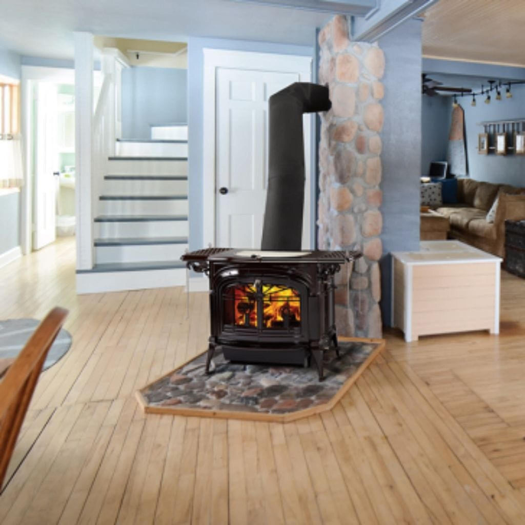Vermont Castings Encore 27" Majolica Brown Wood Burning Stove With Traditional Doors