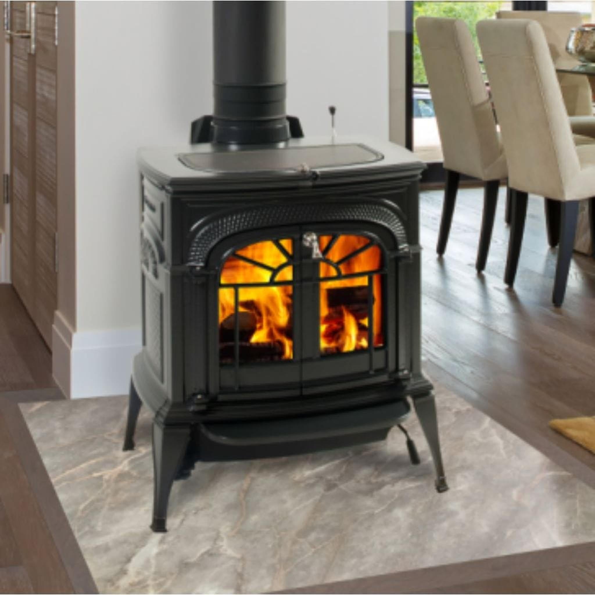 Vermont Castings Intrepid FlexBurn 22" Classic Black Wood Burning Stove With Traditional Doors