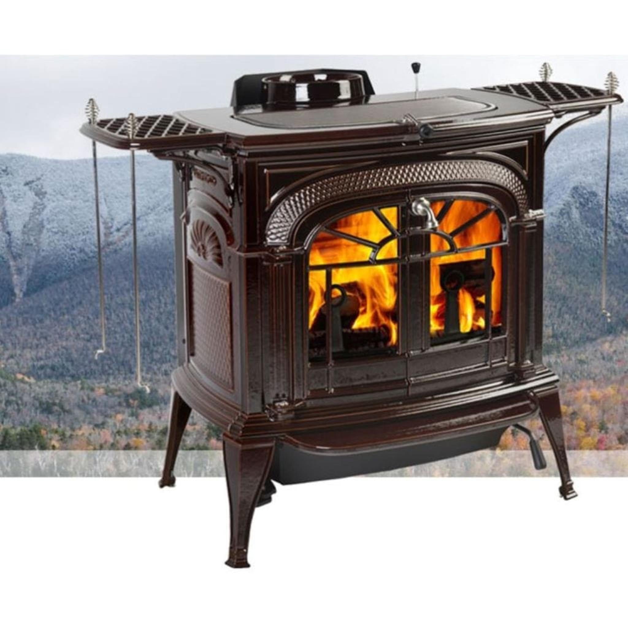 Vermont Castings Intrepid FlexBurn 22" Majolica Brown Wood Burning Stove With Traditional Doors