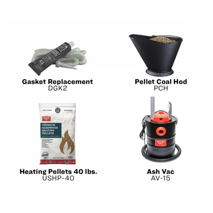 Ashley AP5613-W Pellet Stove 40 lb Hopper Up to 1,800 Sq. Ft. Heating Wi-Fi Smart Technology Heater Black Finish