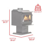 Ashley AW1120E-P 1,200 Sq. Ft. Pedestal Wood Stove - product dimensions