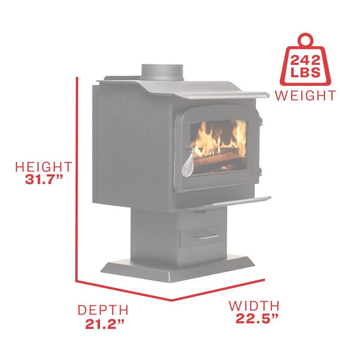 Ashley AW1120E-P 1,200 Sq. Ft. Pedestal Wood Stove - product dimensions