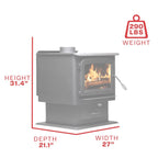 Ashley AW2020-P 2,000 Sq. Ft. Non-Catalytic Wood Stove - product dimensions