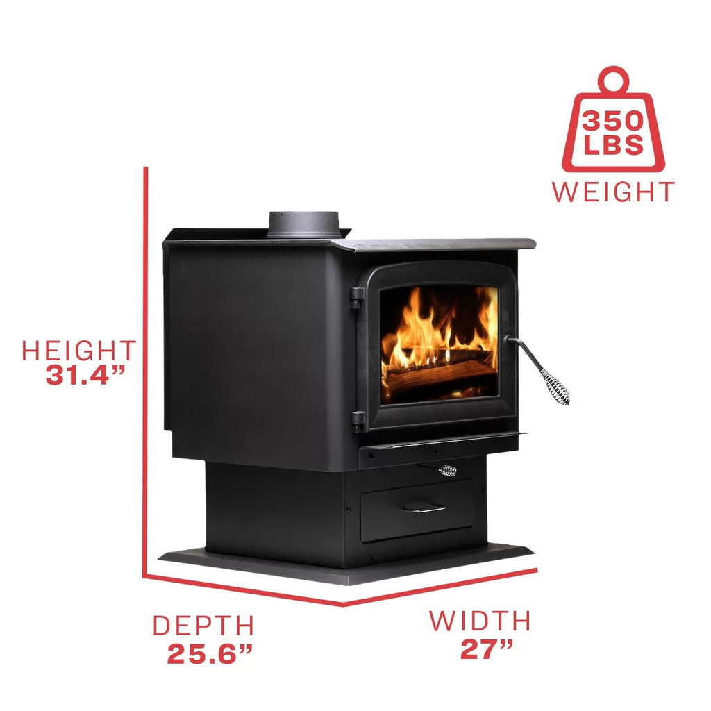 Ashley AW2520E-P Wood Stove - product dimensions