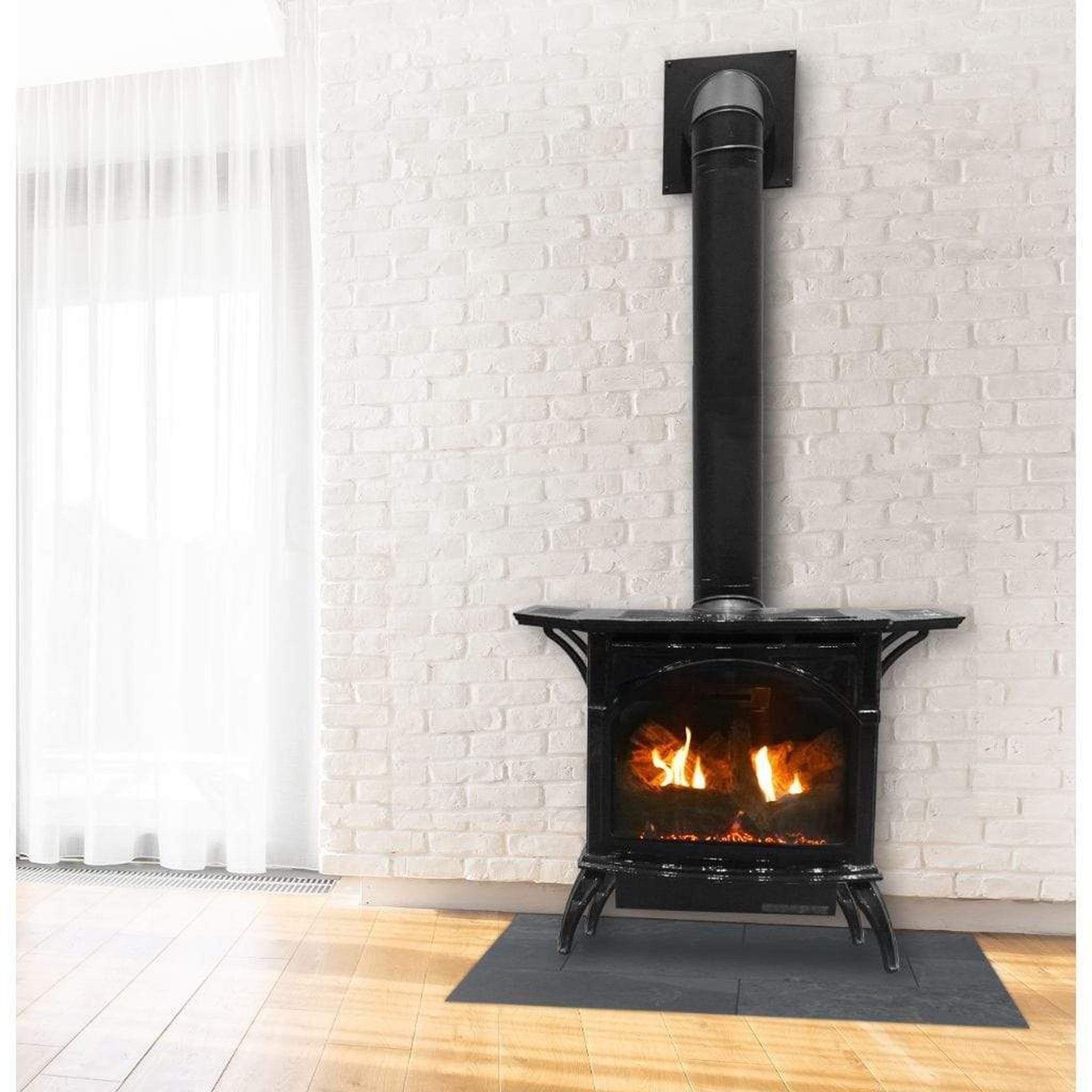 Empire Spirit 22 Inch Natural Gas Stove Direct Vent Porcelain Mahogany Finish