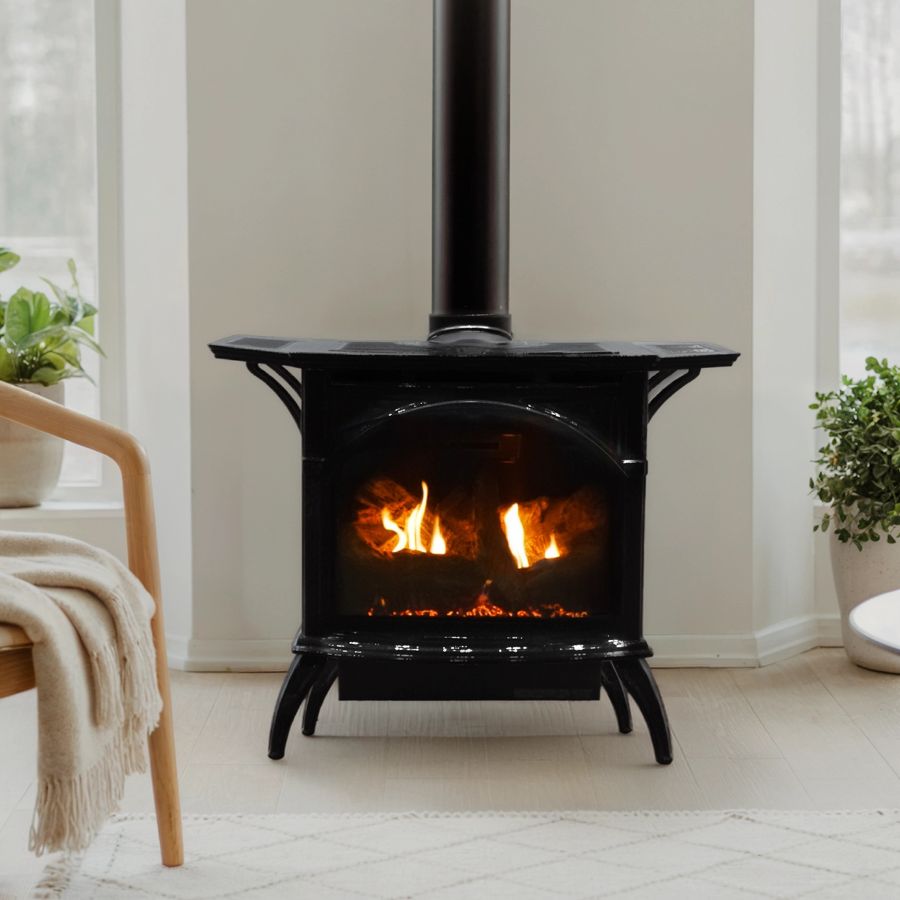 Empire Spirit 28 Inch Natural Gas Stove Direct Vent Cast Iron Matte Black Finish