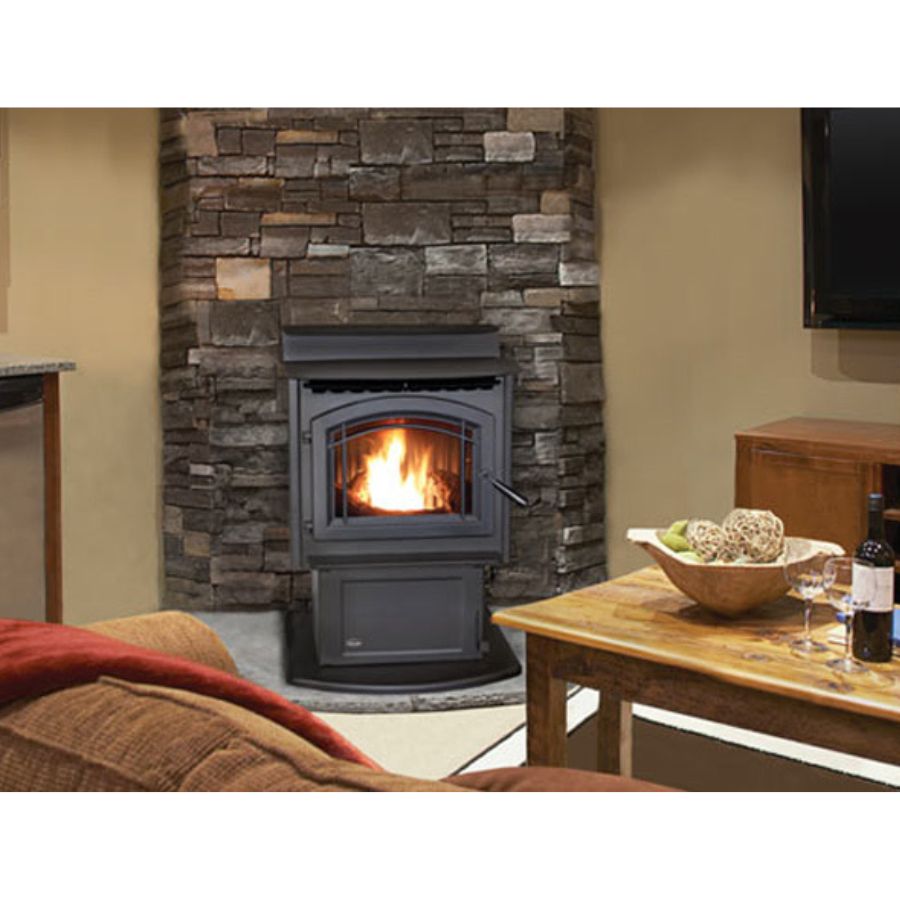 Enviro M55 Steel Freestanding Pellet Stove M55FS-2 in a living room 