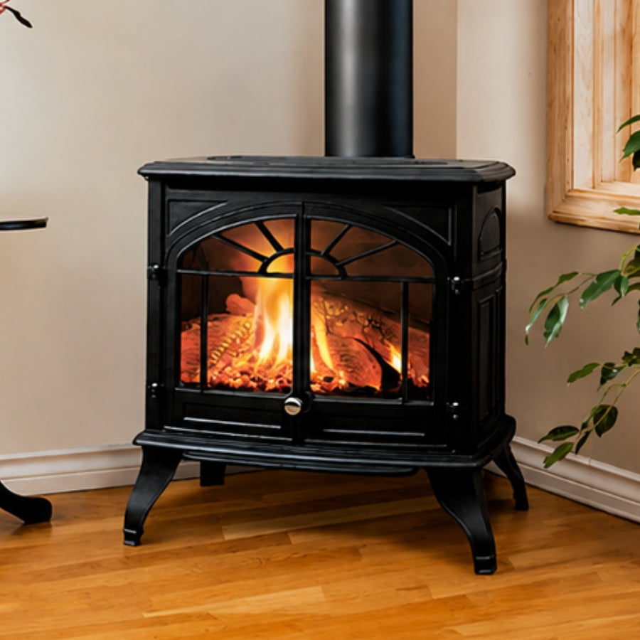 Enviro Westport Cast Iron Freestanding Natural Gas Stove, Electronic Ignition, Painted Black