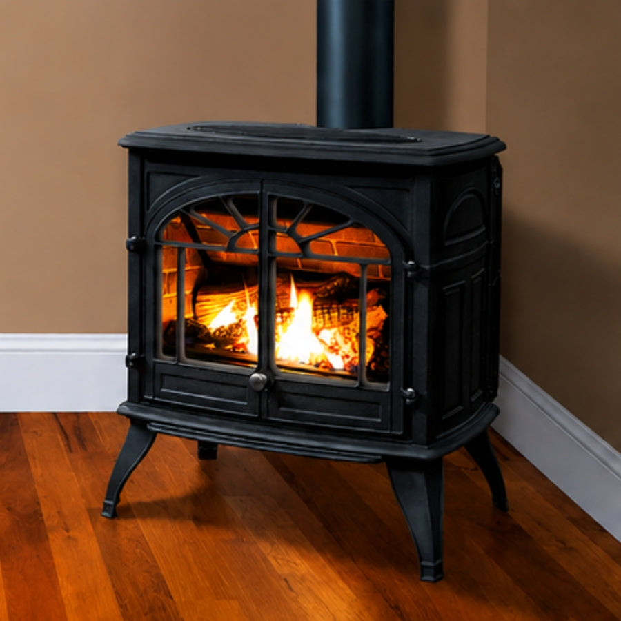 Enviro Westport Cast Iron Freestanding Natural Gas Stove, Electronic Ignition, Painted Black