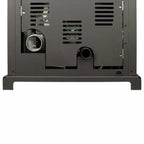 Golden Eagle GE100E Pellet Stove - Back view of a black metal cabinet