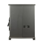 Golden Eagle GE100E Pellet Stove - Dark gray metal cabinet with a handle on a white background