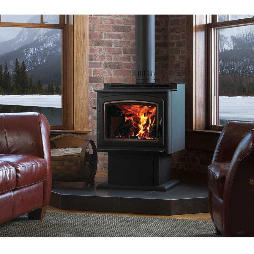 IronStrike Grandview 230 GV230GL freestanding wood burning stove with large ceramic glass viewing window