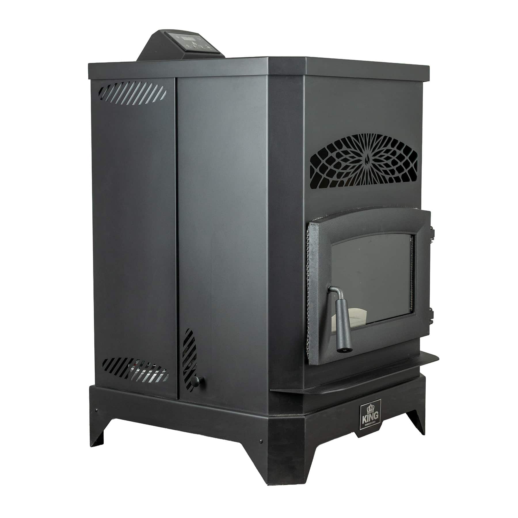 King KP130-W 130 lb Hopper Wood Pellet Stove - Left