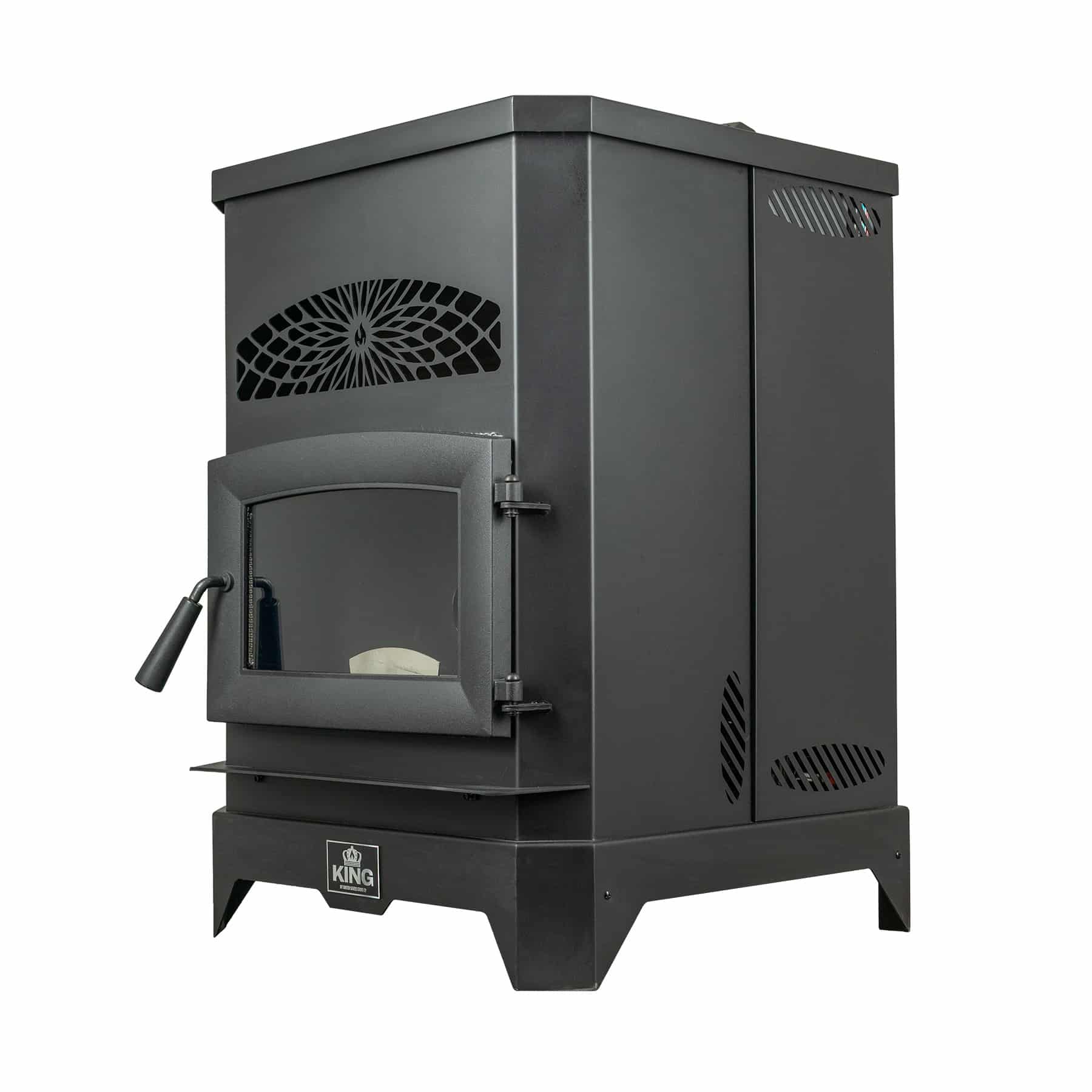 King KP130-W 130 lb Hopper Wood Pellet Stove - Right
