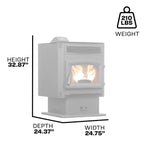 King Pellet Stove KP5517-W  - product dimensions
