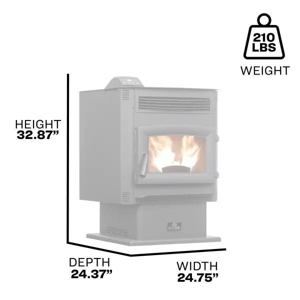 King Pellet Stove KP5517-W  - product dimensions