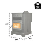 US Stove US5522-W Pellet Stove dimensions