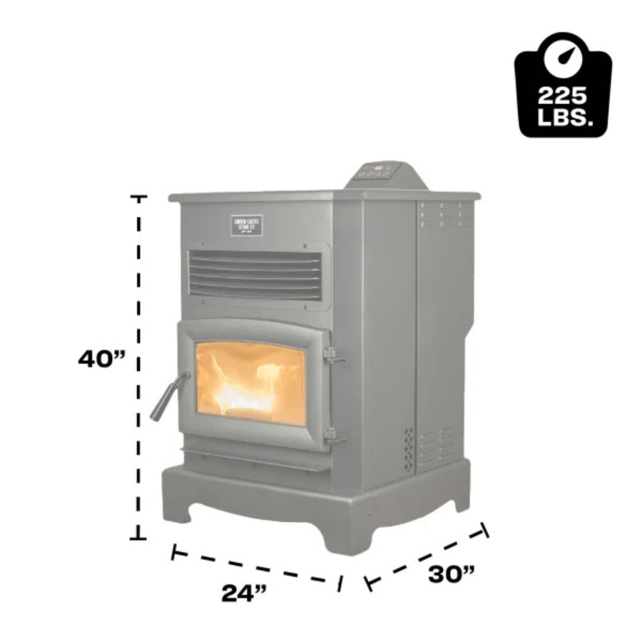US Stove US5522-W Pellet Stove dimensions