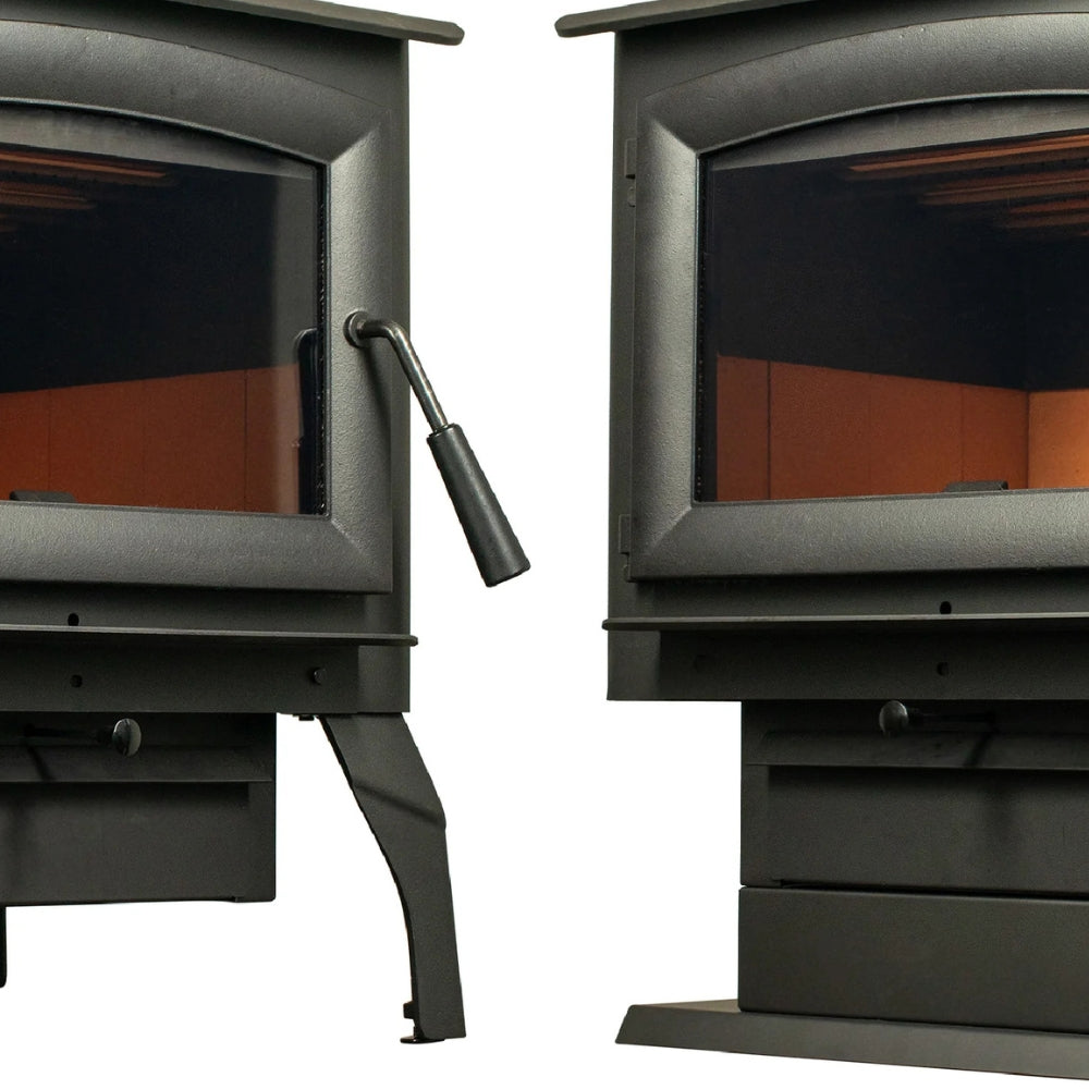 US Stove US1100E-L Black wood stove  with Legs - INCLUDES LEGS + PEDESTAL