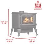 US Stove US2500E-BL Wood Stove - product dimensions